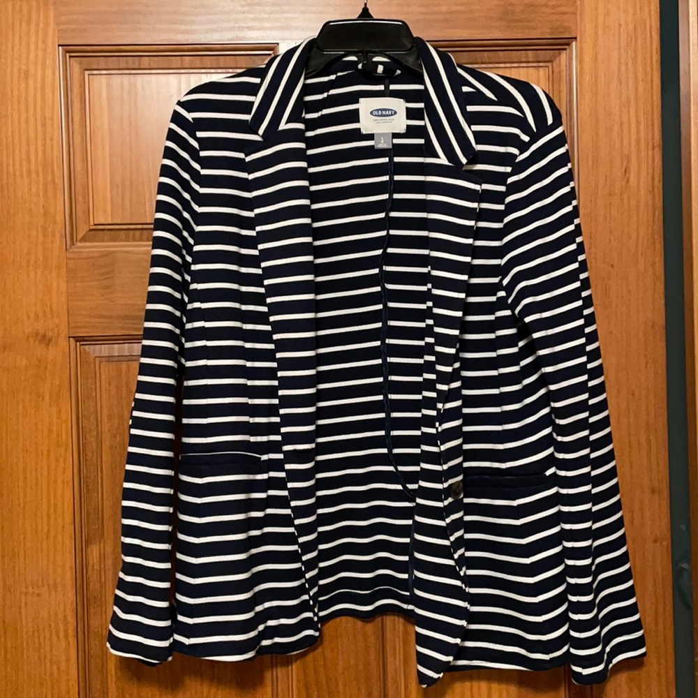 Old Navy navy blue and white striped blazer